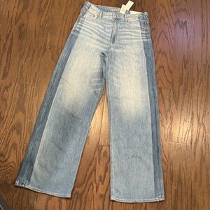 American Eagle Outfitters Light and Dark Blue Flare Jeans